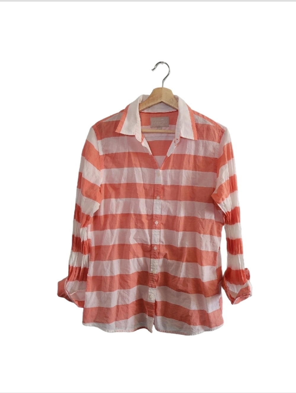BANANA REPUBLIC Soft Wash Striped Button Up Shirt 100% Cotton Size XL Summer